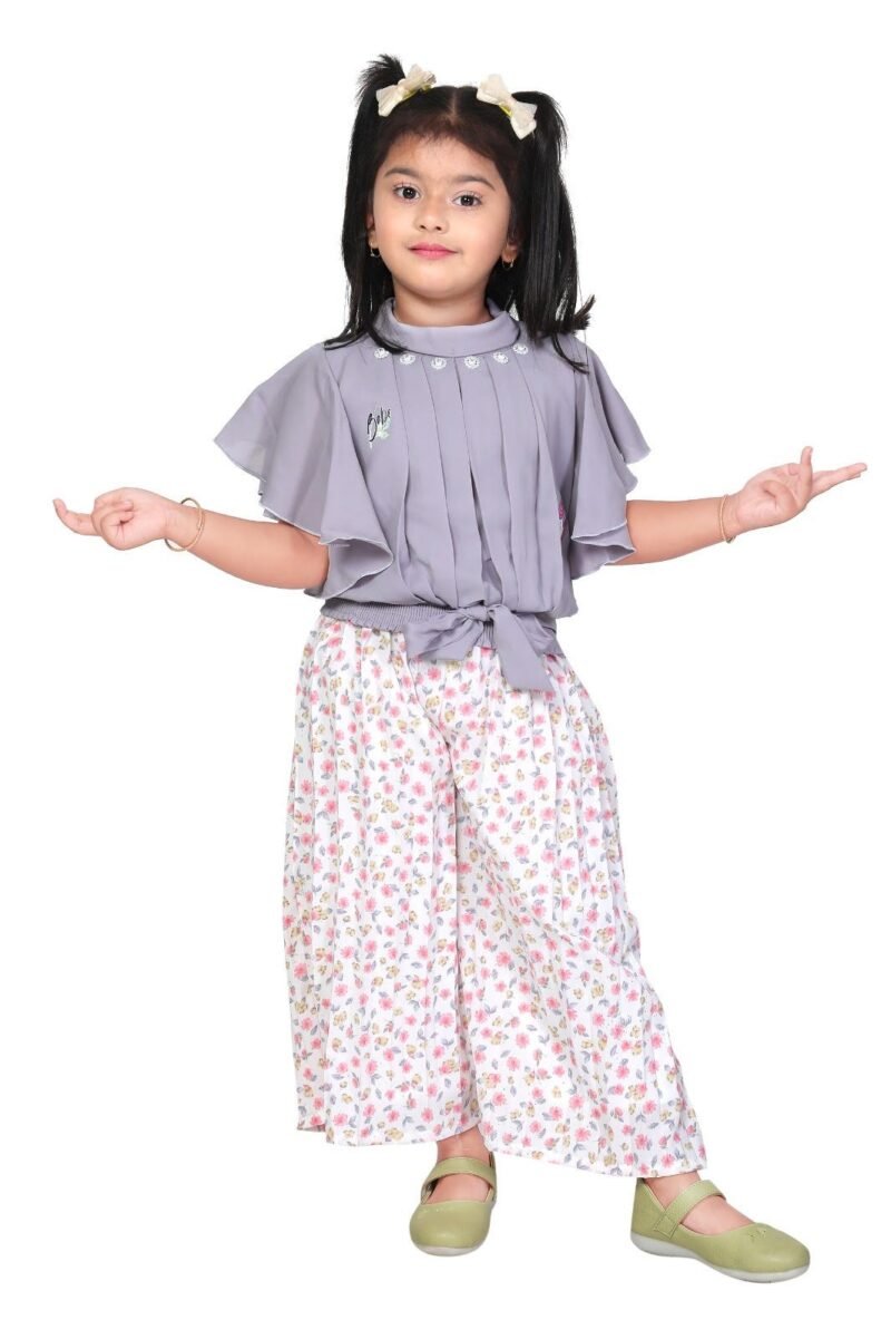 Pink Palazzo Pant & Top Set For Girls