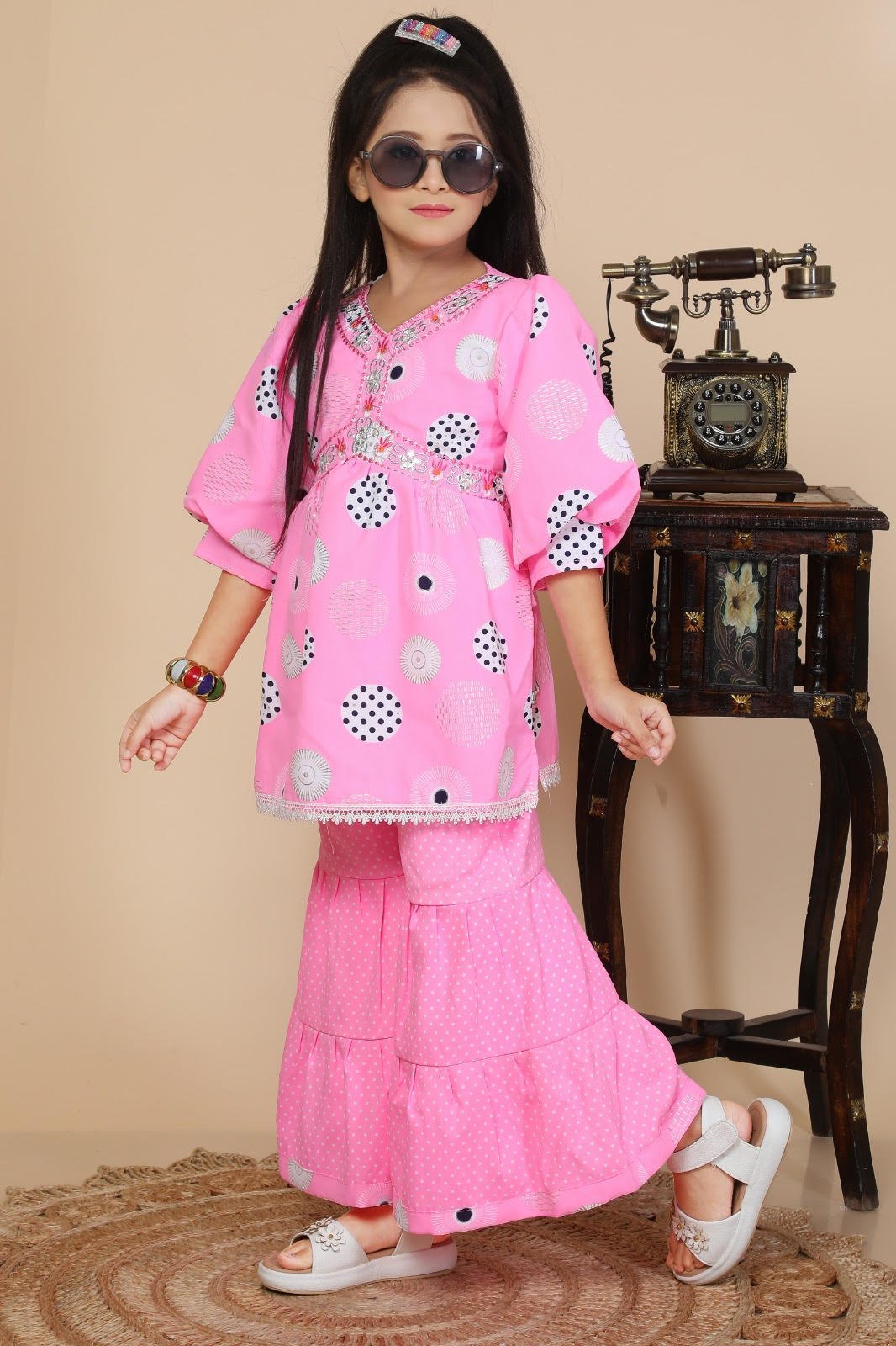 Alia Cut Palazzo Pant Set For Girls - Image 2