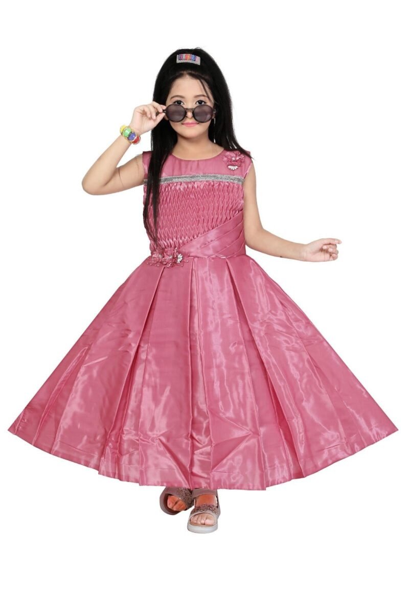 Pink Party Wear Long Gown For Girls