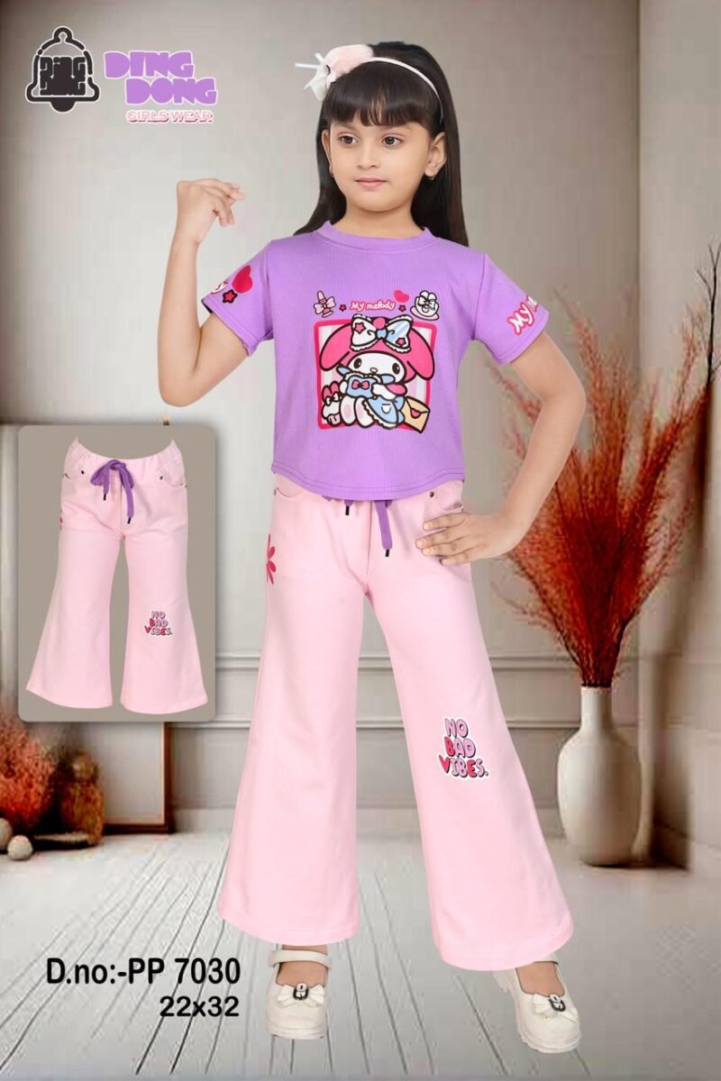 Wholesale Kids Pink Palazzo Pants Set - Pinky Chinky (Ding Dong) Girls' Western Wear Collection